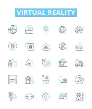 Virtual reality vector line icons set. Virtual, Reality, VR, Lucid, Dreaming Stock Illustration