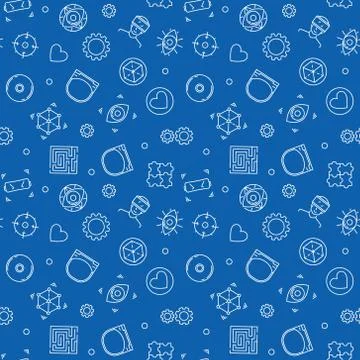 Virtual Reality vector seamless pattern. VR outline background Illustrazione stock
