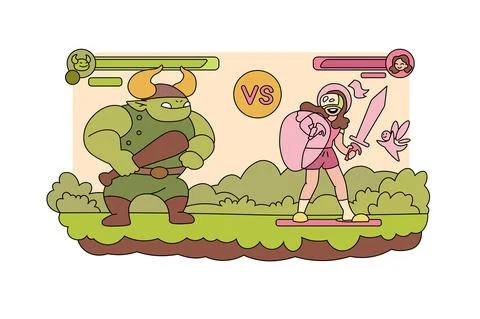 Virtual reality video game fighting Stock Illustration