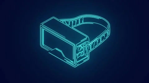 Virtual reality VR glasses for augmented reality technology neon animation Stock Footage 241162394