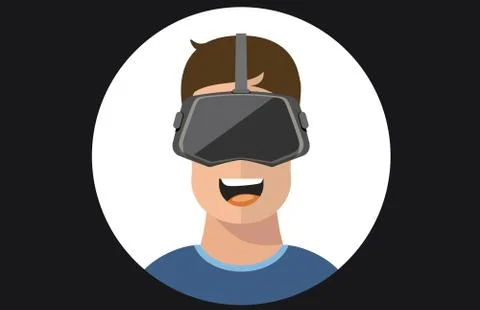 Virtual reality VR glasses man flat icons イラスト素材