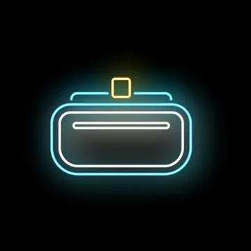Virtual reality vr headset icon glowing neon lights Stock Illustration