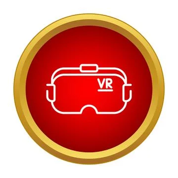 Virtual reality vr headset outline icon in red circle Stock Illustration