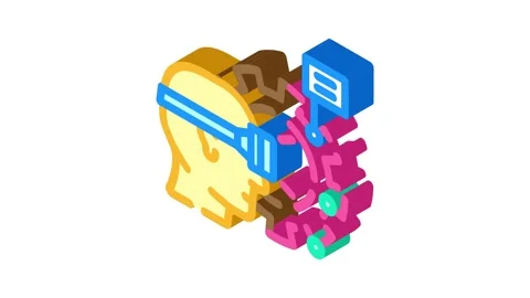 Virtual reality vr manufacturing isometric icon animation Stock Footage 327280346