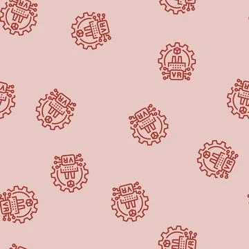Virtual reality vr manufacturing line seamless pattern Illustrazione stock