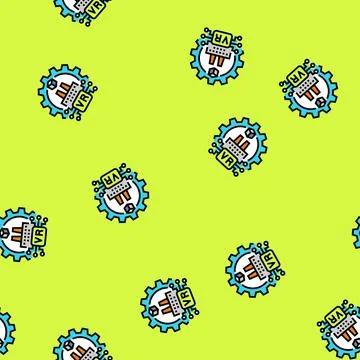 Virtual reality vr manufacturing vector seamless pattern Illustrazione stock