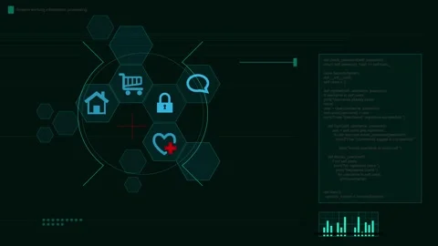 Virtual reality VR simulated data processing and advance technology using Stock Footage 295587900