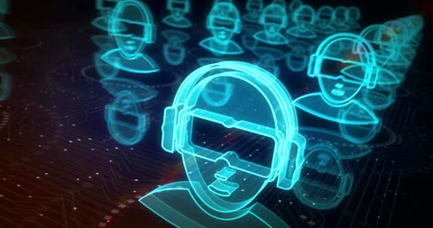 Virtual reality VR symbols loop cyber concept Stock Footage 335806988