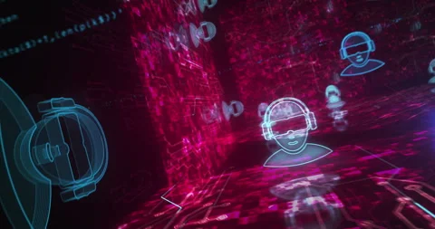 Virtual reality VR symbols loop cyber concept Stock Footage 336199883