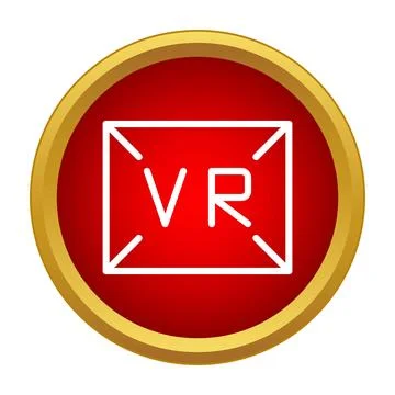 Virtual reality vr text icon on red button Stock Illustration