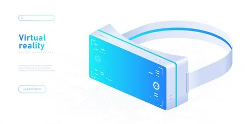 Virtual reality white banner Stock Illustration