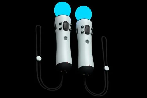 Virtual reality white controllers for online and cloud gaming on black Stock Illustration