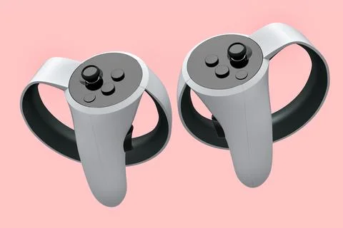 Virtual reality white controllers for online and cloud gaming on pink Illustrazione stock