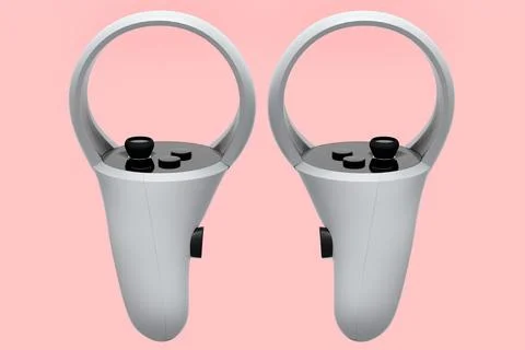 Virtual reality white controllers for online and cloud gaming on pink Stock Illustration