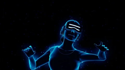 Virtual reality woman Stock Footage 75397576