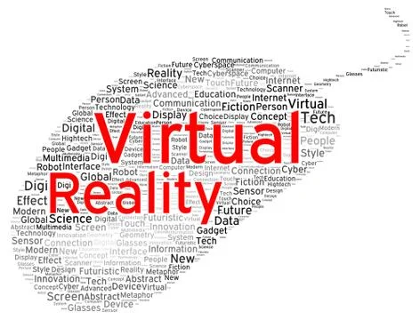 Virtual reality word cloud shape Stock Illustration