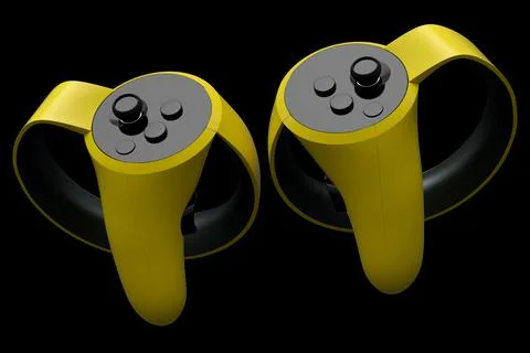 Virtual reality yellow controllers for online and cloud gaming on black Stock Illustration