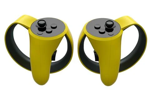 Virtual reality yellow controllers for online and cloud gaming on white Stock Illustration