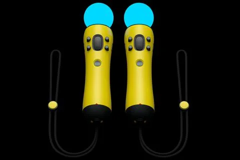 Virtual reality yellow controllers for online and cloud gaming on black Stock Illustration