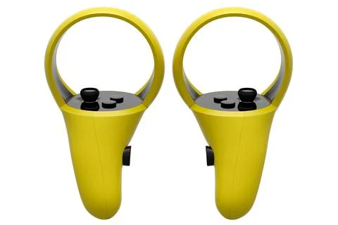 Virtual reality yellow controllers for online and cloud gaming on white Stock Illustration
