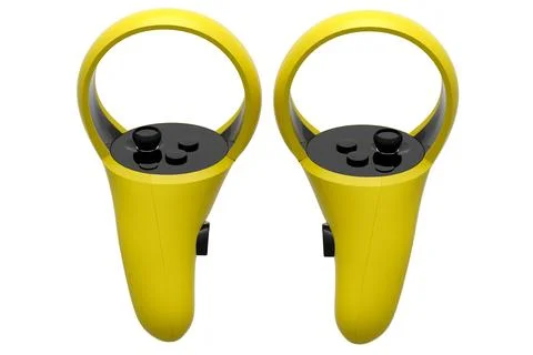 Virtual reality yellow controllers for online and cloud gaming on white Stock Illustration