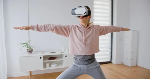Virtual Reality Yoga exercise Stock Footage 122235451