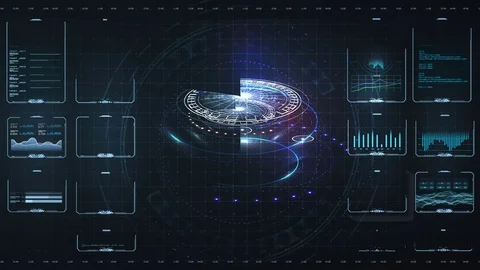 Virtual reality.Futuristic VR head-up display design. HUD,GUI futuristic element Stock Footage 127827476