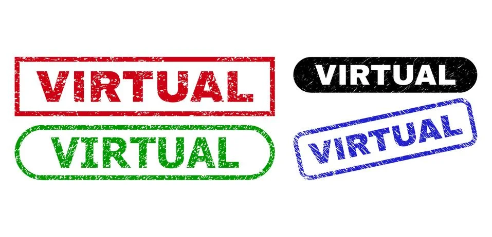 VIRTUAL Rectangle Stamp Seals Using Unclean Style Illustrazione stock