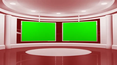 Virtual Red News Studio With Two Green S Stock Video Pond5