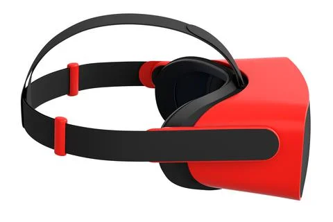 Virtual red reality glasses isolated on white background. 3d rendering Illustrazione stock