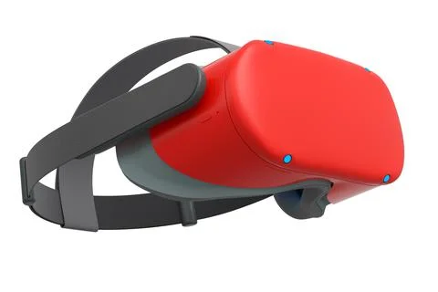 Virtual red reality glasses isolated on white background. 3d rendering Illustrazione stock