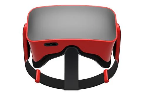 Virtual red reality glasses isolated on white background. 3d rendering Illustrazione stock