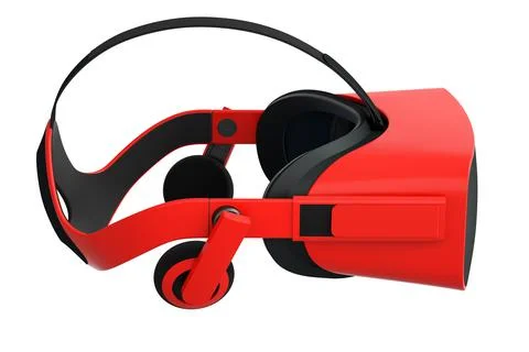 Virtual red reality glasses isolated on white background. 3d rendering Illustrazione stock
