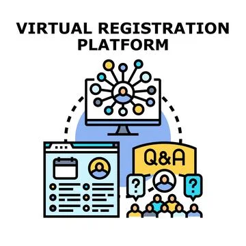 Virtual registration platform connecting participants for online events Illustrazione stock