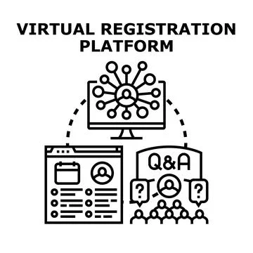 Virtual registration platform connecting participants for online events Illustrazione stock