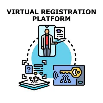 Virtual registration platform implementing key access and digital enrollment Illustrazione stock