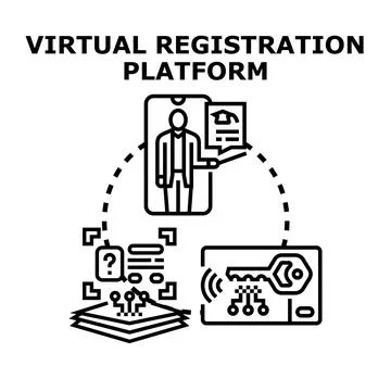 Virtual registration platform implementing key access and digital enrollment 库存插图