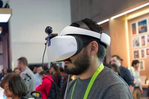 Virtual relaity (VR) goggles amaze visitors at CES Stock Photos