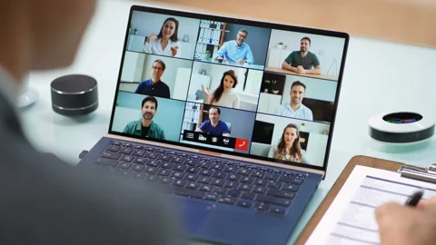 Virtual Remote Staff Training Business Meeting Stock Footage 157004382