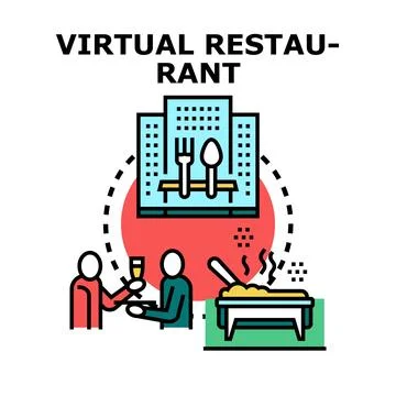 Virtual restaurant service offering online food delivery experience Ilustración de archivo