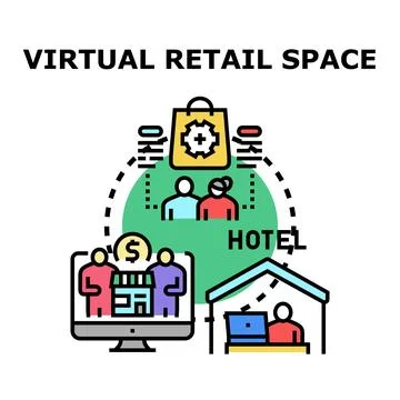 Virtual retail space connecting customers and merchants 库存插图