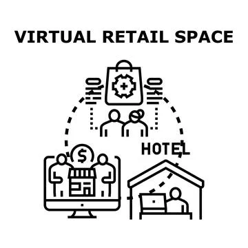 Virtual retail space connecting customers and merchants Stock-Illustration