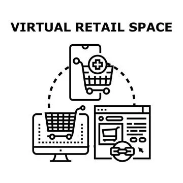 Virtual retail space connecting online shopping experience Stock Illustration