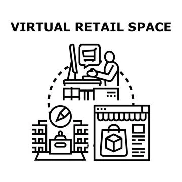 Virtual retail space establishing online digital marketplace Stock Illustration