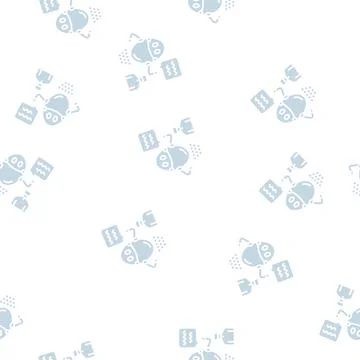 Virtual robot glyph seamless pattern Stock Illustration