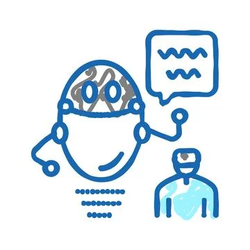 Virtual robot icon doodle illustration Illustrazione stock