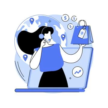 Virtual sales abstract concept vector illustration. Ilustração Stock