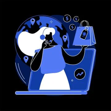 Virtual sales abstract concept vector illustration. Ilustração Stock