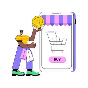 Virtual sales abstract concept vector illustration. Ilustração Stock