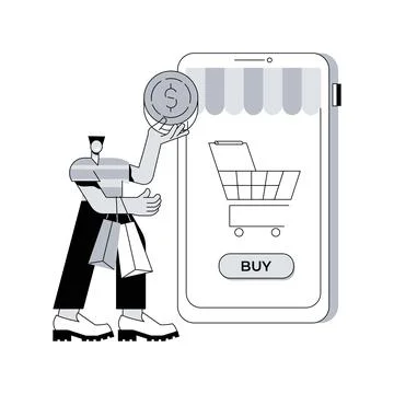 Virtual sales abstract concept vector illustration. Ilustração Stock